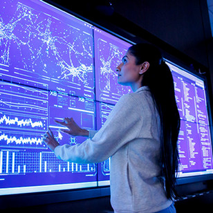 A woman working with AI